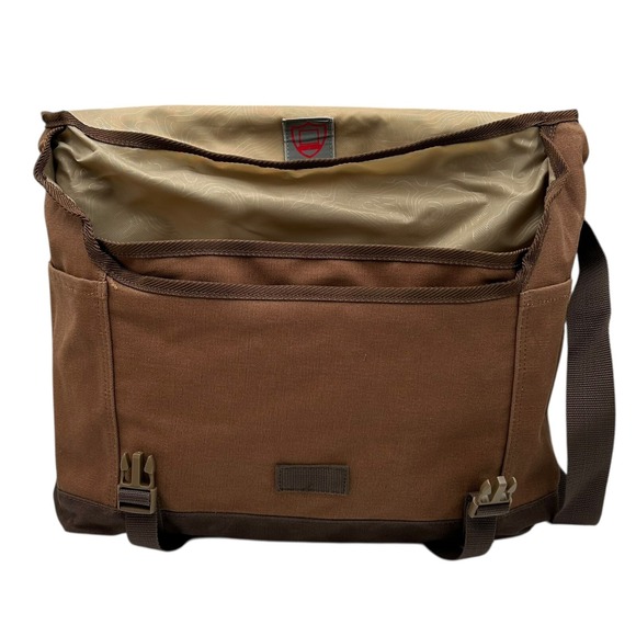Wenger Water Repelling Waxed Canvas Messenger Shoulder Bag Brown 16in Laptop - Picture 3 of 15